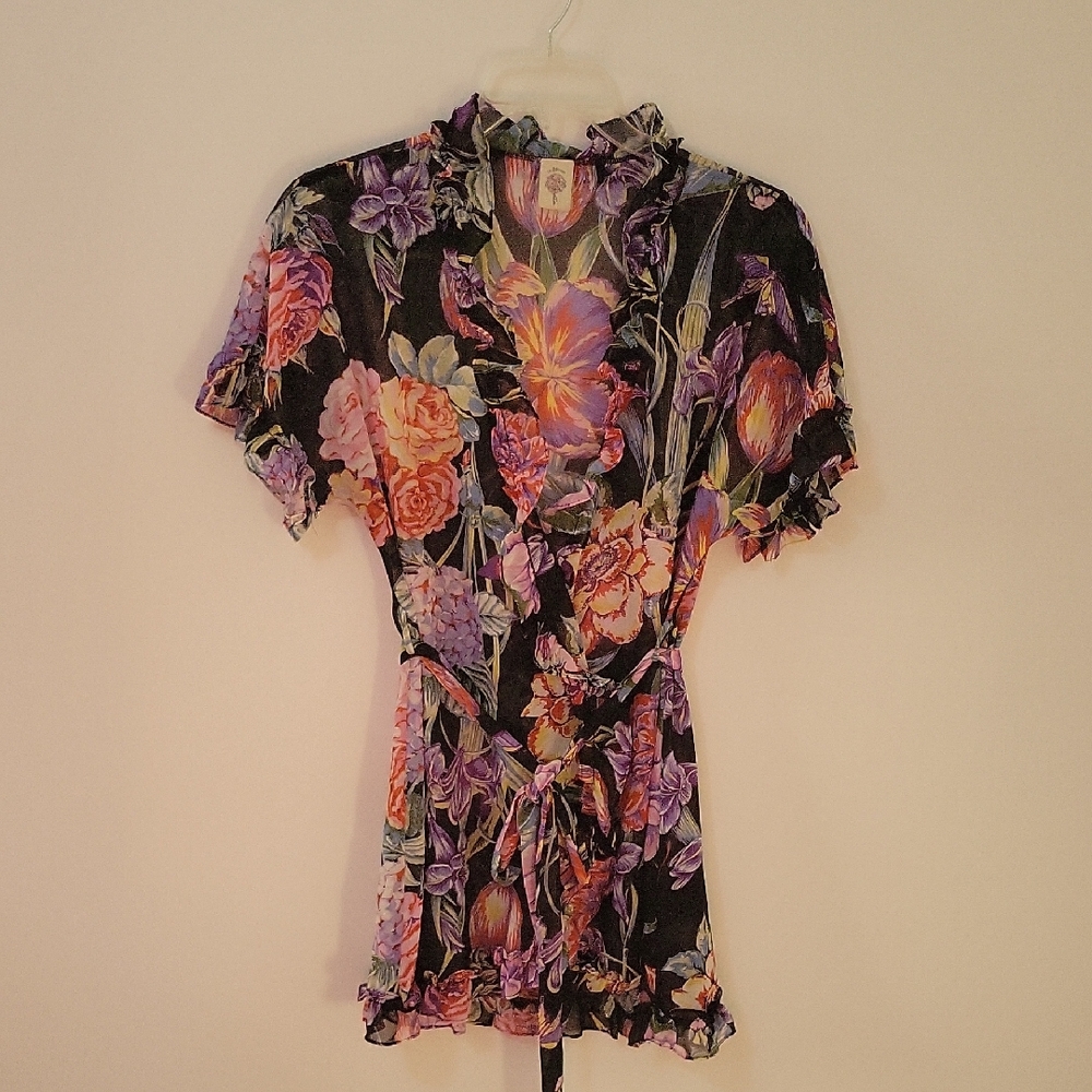 In Bloom Floral Sheer Robe, Size Large